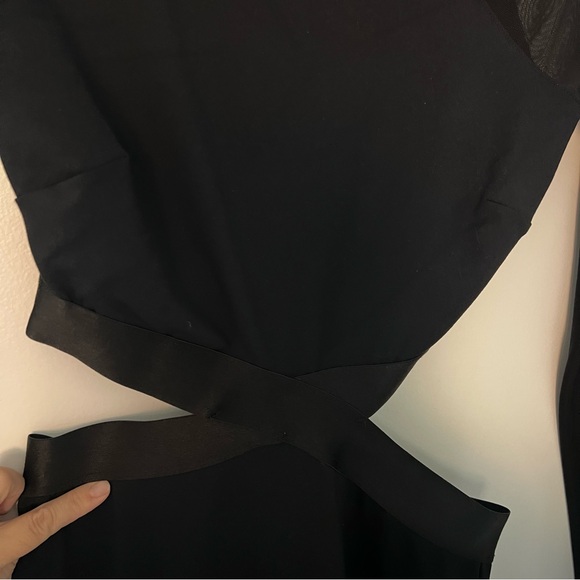 Bebe Midi Deep Navy and Black Mesh Cutout Dress - Picture 3 of 4